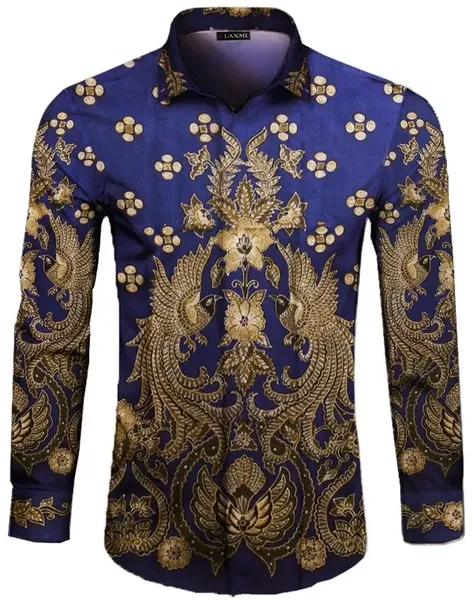 Silk batik shirt, blue, Baron Pola