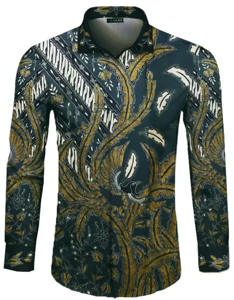 Silk batik shirt, green, Baron Pola