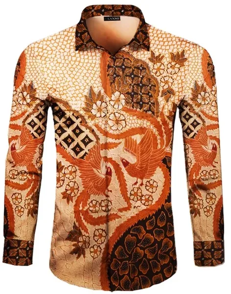 Silk batik shirt, red, Baron Pola
