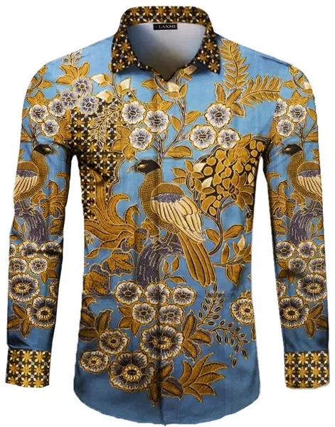 Silk batik shirt, light blue, Baron Prada