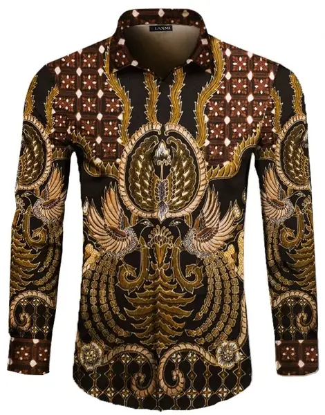 Silk batik shirt, black, Baron Prada