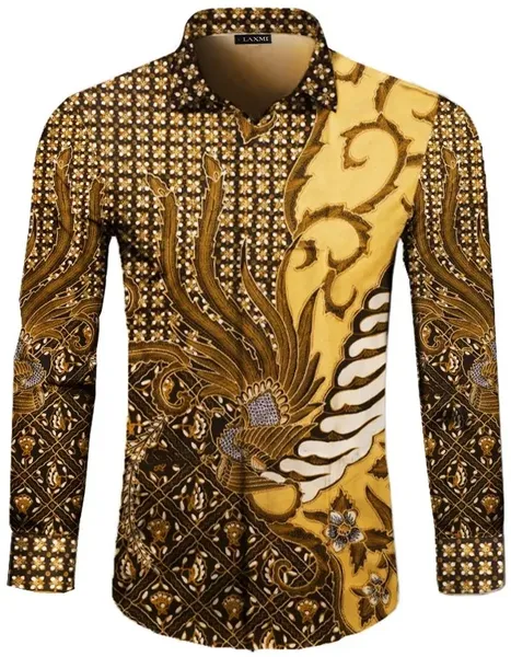 Silk batik shirt, gold, Baron Prada