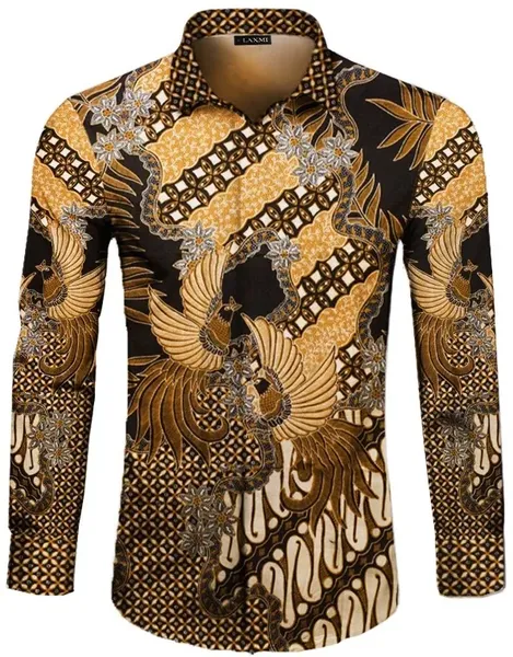 Silk batik shirt, gold, Baron Prada