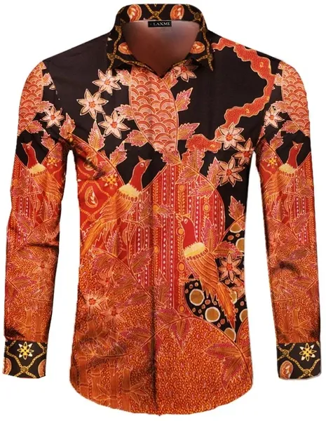 Silk batik shirt, red, Baron Prada