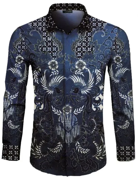 Silk batik shirt, blue, Baron Prada