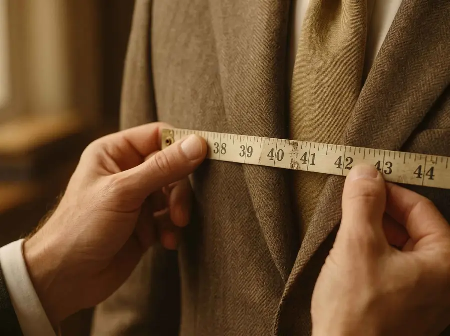 Measuring tape on a tailored jacket